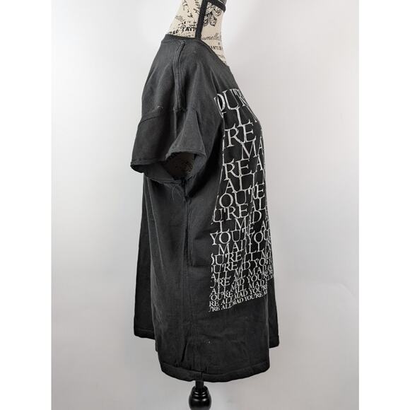 Alice In Wonderland Women's XL T-Shirt Disney You're All Mad Here Top Black Tee - Picture 4 of 7